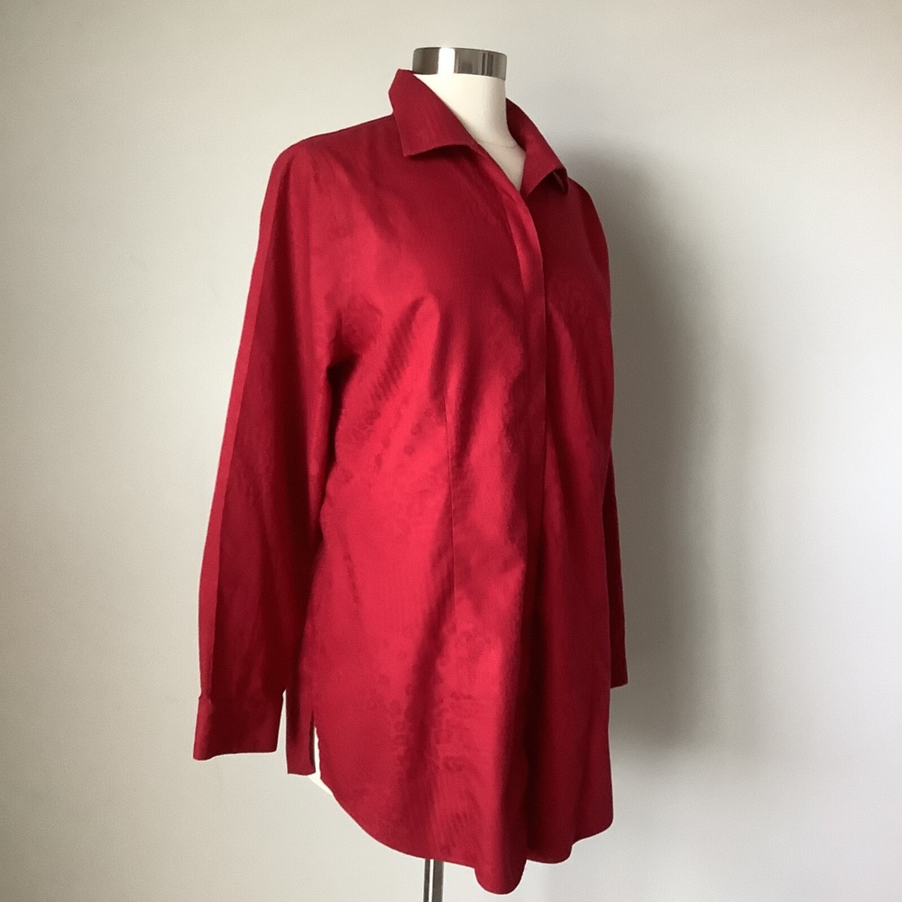 Chico's Womens Tunic Shirt Size 1 No-Iron Sateen Winged Collar‎ US Size 8/10 - Picture 12 of 16